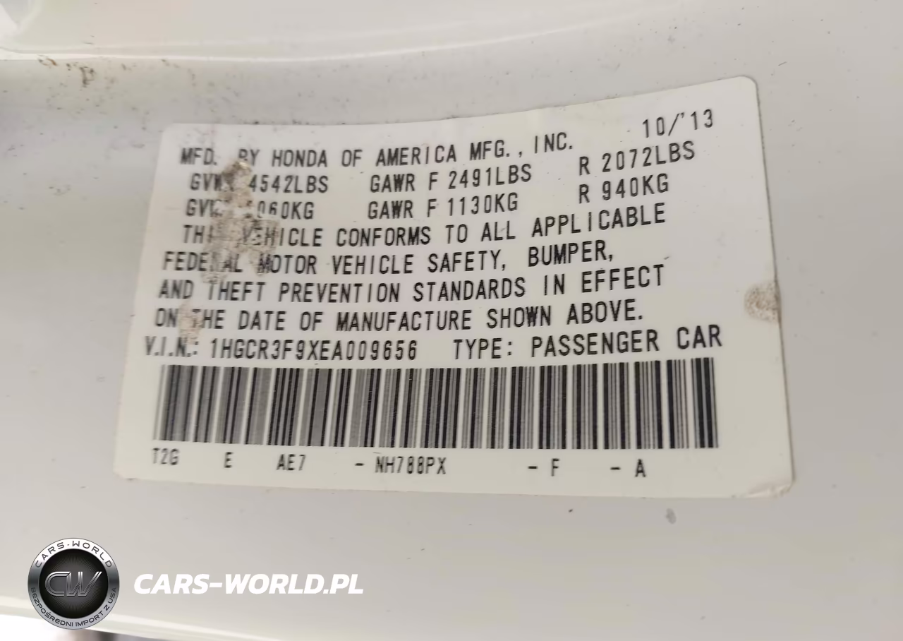 2014 Honda Accord Touring VIN:1HGCR3F9XEA009656 - 9