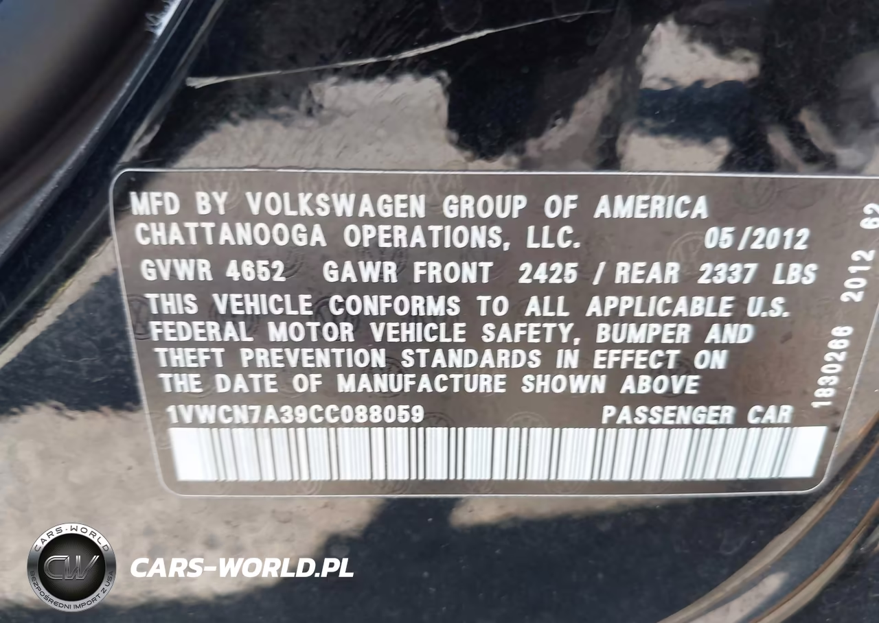 2012 Volkswagen Passat 2.0L Tdi Sel Premium VIN:1VWCN7A39CC088059 - 9