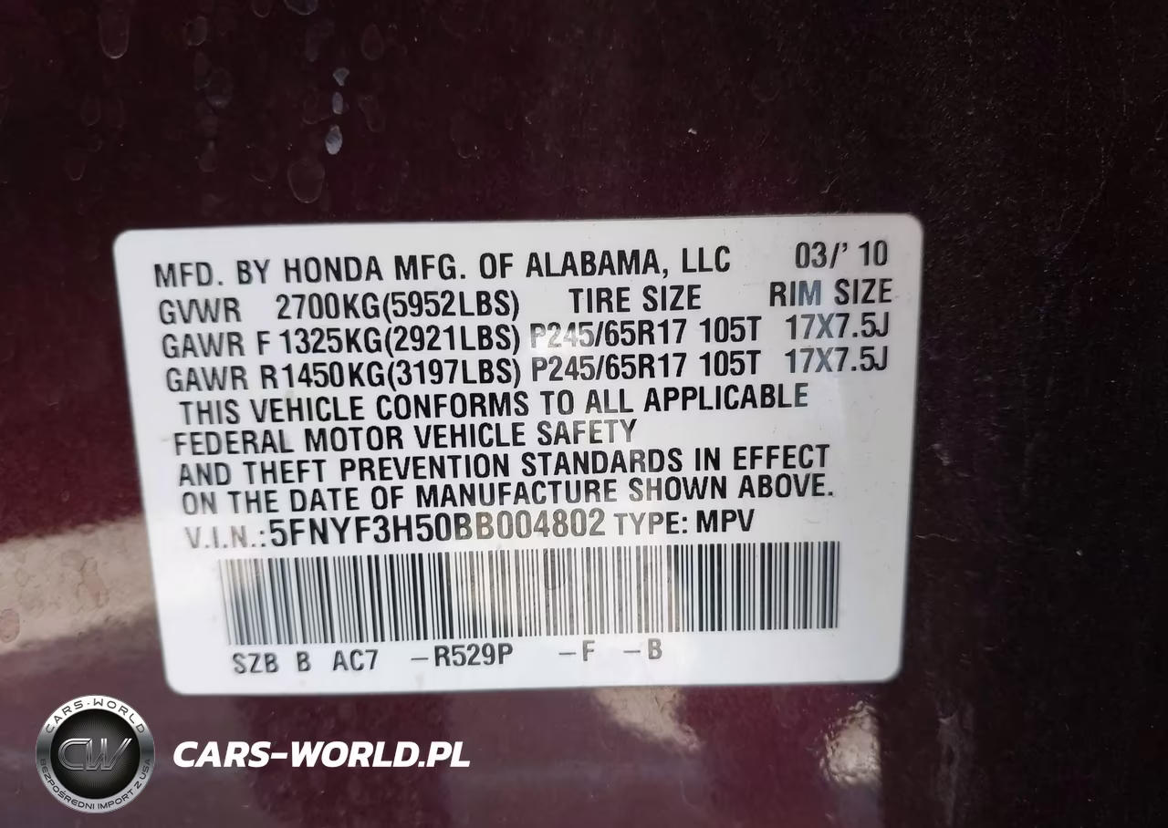 2011 Honda Pilot Ex-L VIN:5FNYF3H50BB004802 - 9