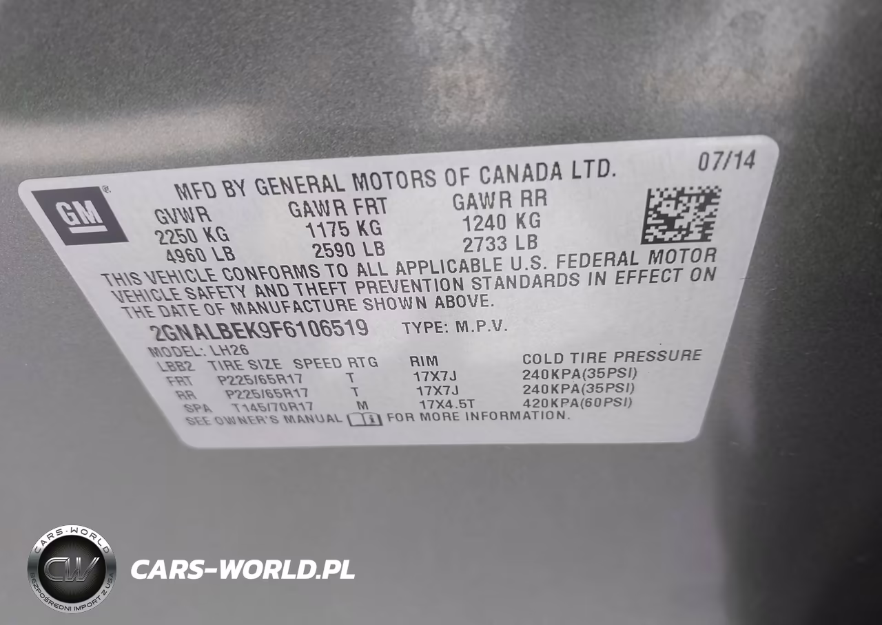 2015 Chevrolet Equinox 1Lt VIN:2GNALBEK9F6106519 - 9