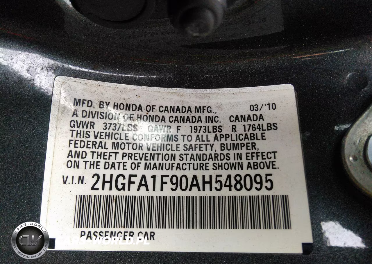 2010 Honda Civic Ex-L VIN:2HGFA1F90AH548095 - 9