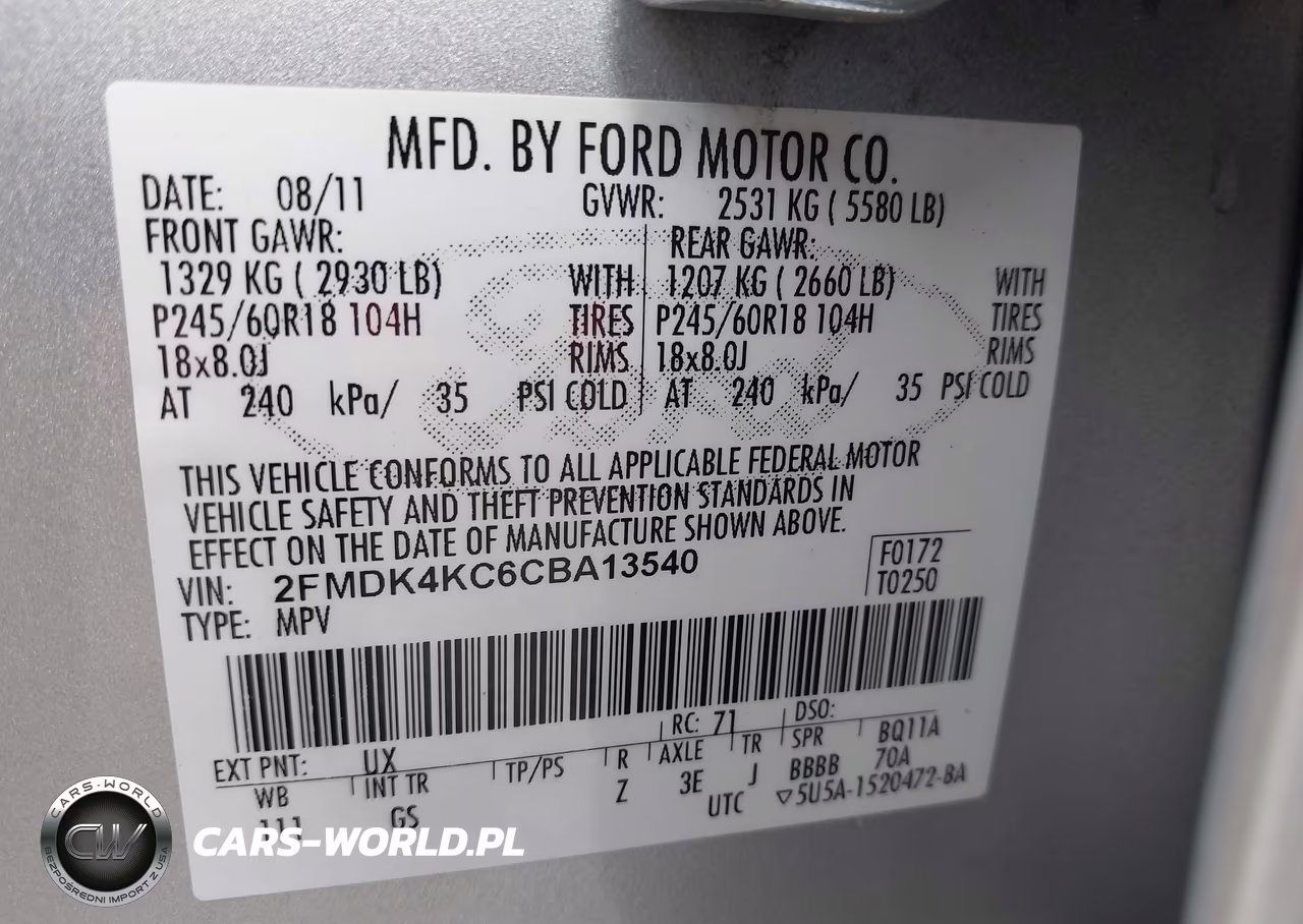 2012 Ford Edge Limited VIN:2FMDK4KC6CBA13540 - 9