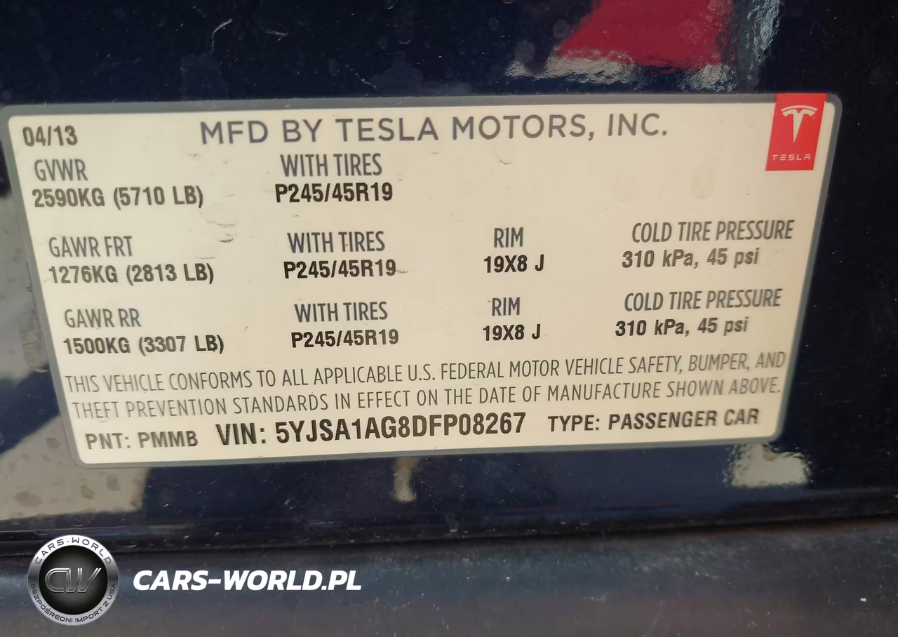 2013 Tesla Model S VIN:5YJSA1AG8DFP08267 - 9