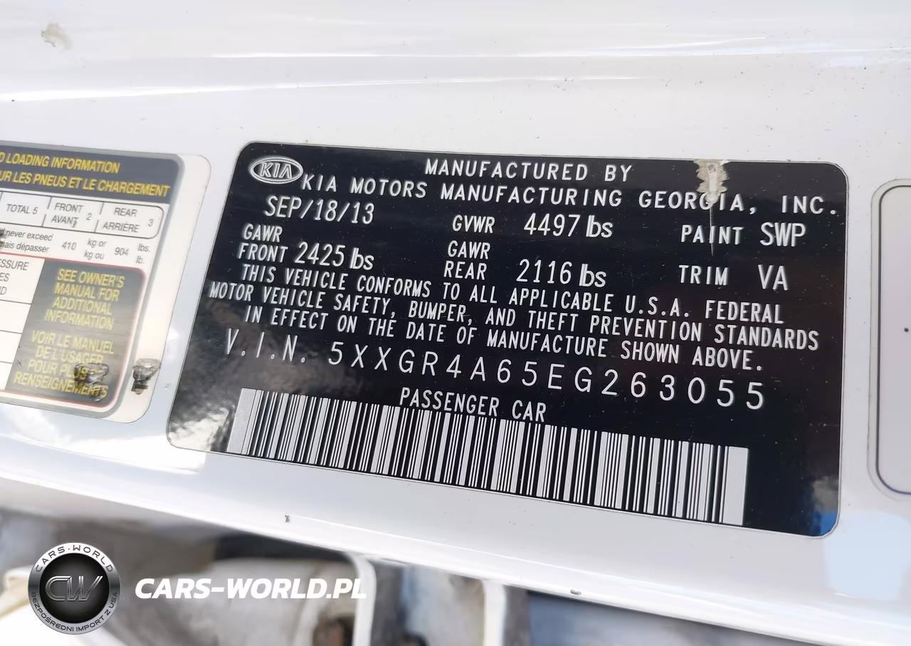 KIA OPTIMA VIN:5XXGR4A65EG263055 - 9