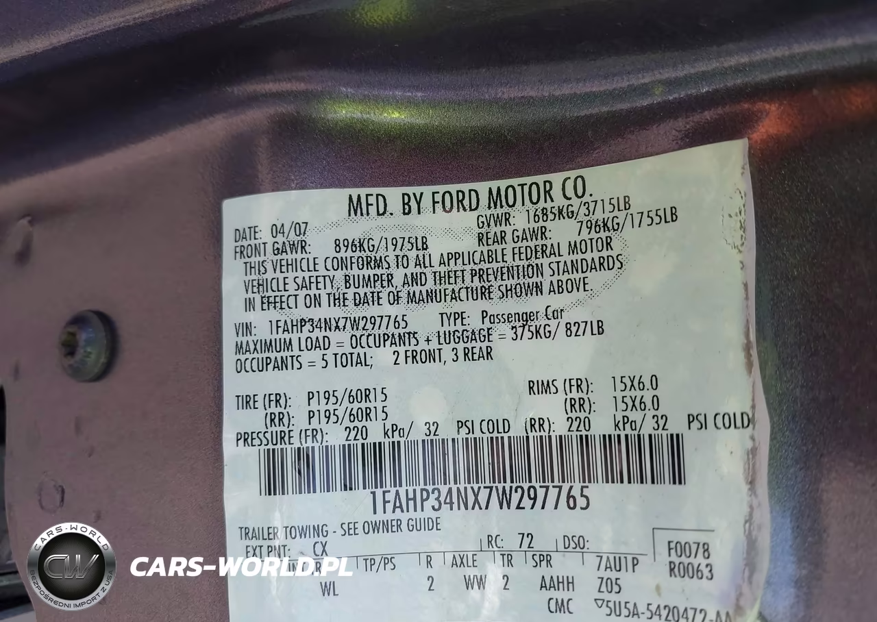 2007 Ford Focus S-Se-Ses VIN:1FAHP34NX7W297765 - 9