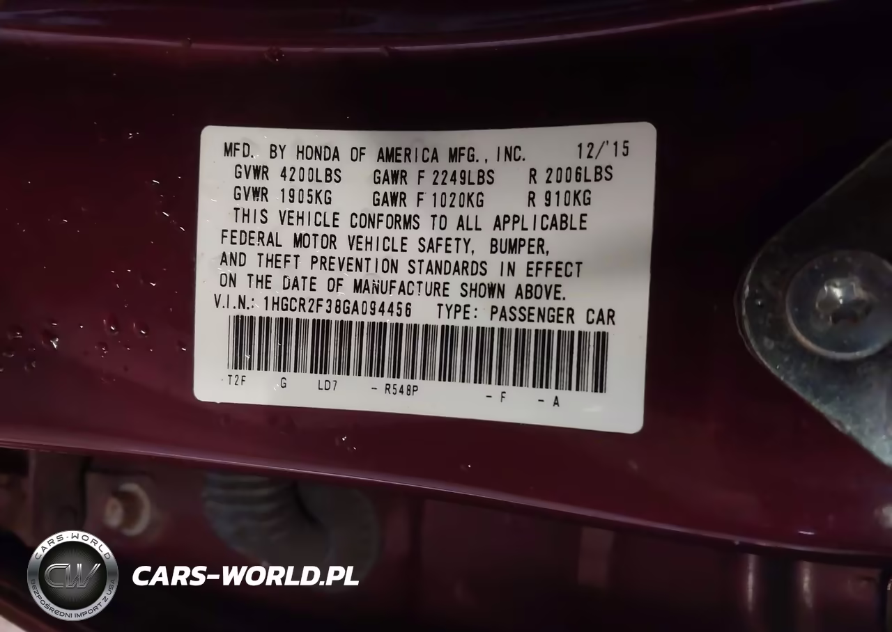2016 Honda Accord Lx VIN:1HGCR2F38GA094456 - 9