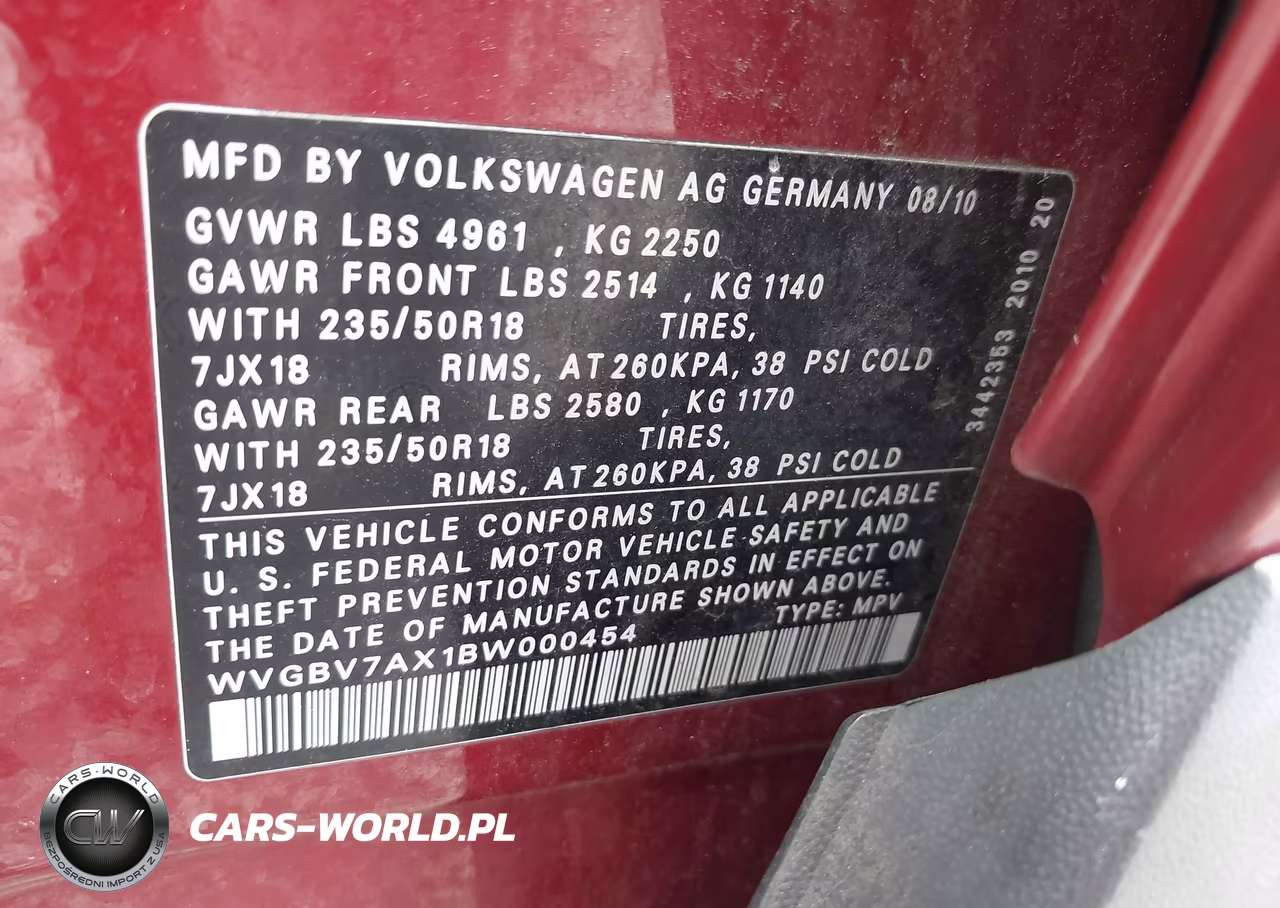 2011 Volkswagen Tiguan S VIN:WVGBV7AX1BW000454 - 9