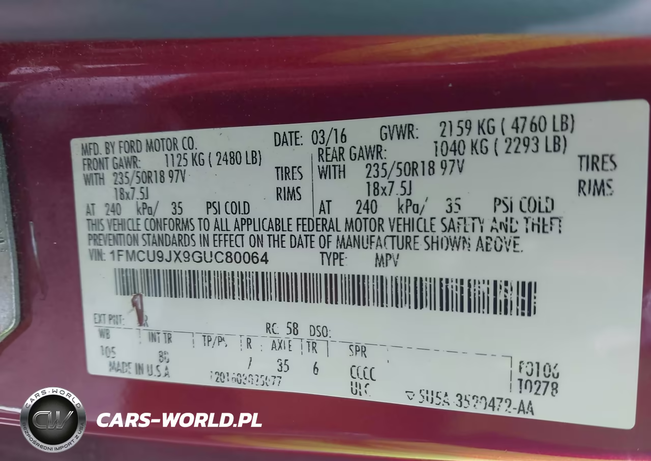 2016 Ford Escape Titanium VIN:1FMCU9JX9GUC80064 - 9
