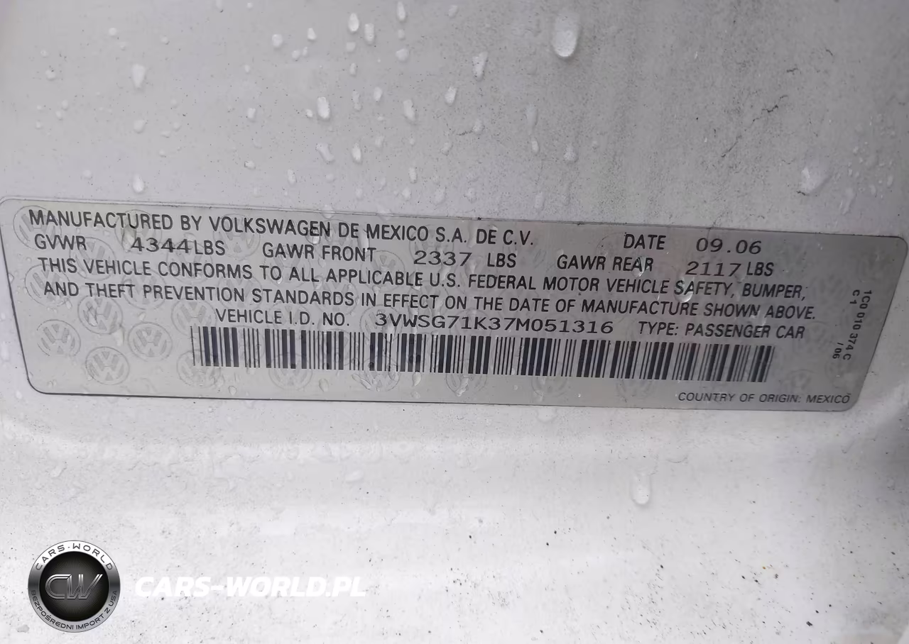 2007 Volkswagen Jetta 2.5 VIN:3VWSG71K37M051316 - 9
