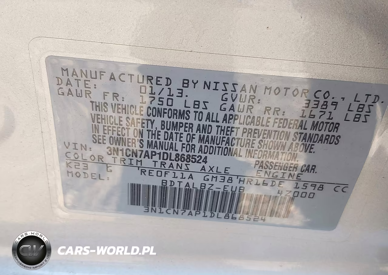 2013 Nissan Versa 1.6 Sv VIN:3N1CN7AP1DL868524 - 9