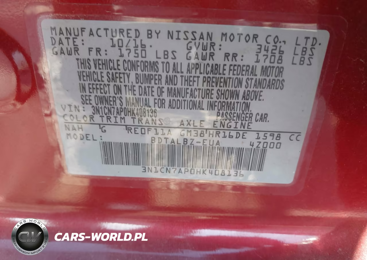 2017 Nissan Versa 1.6 Sv VIN:3N1CN7AP0HK408136 - 9