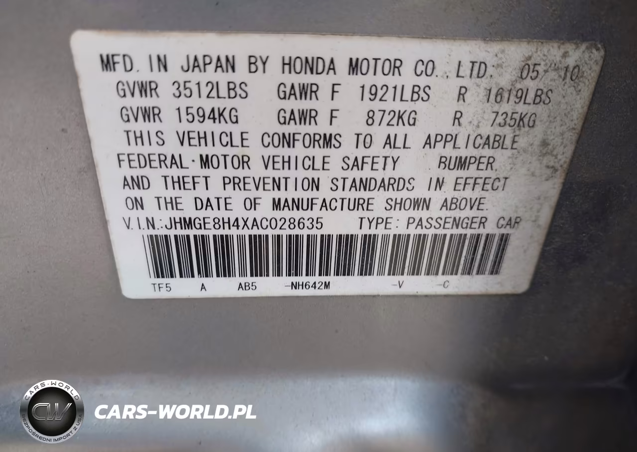 2010 Honda Fit Sport VIN:JHMGE8H4XAC028635 - 9