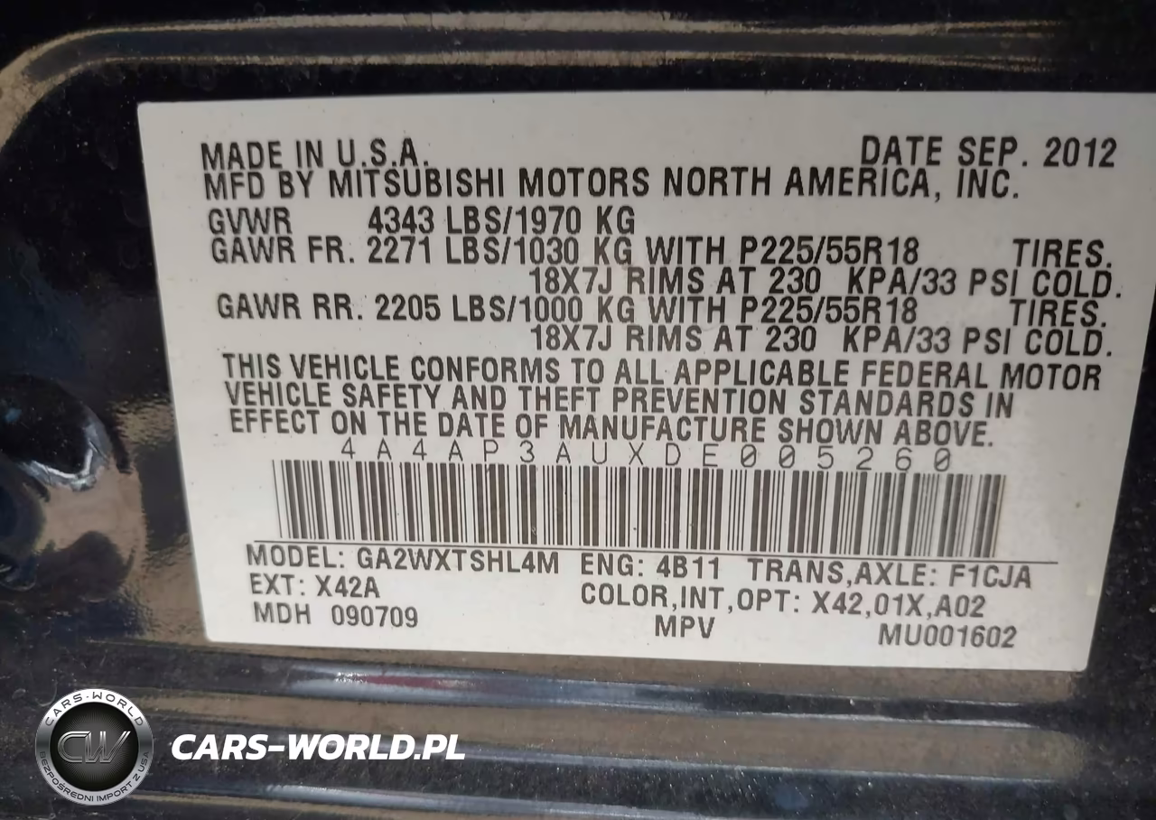 2013 Mitsubishi Outlander Sport Es VIN:4A4AP3AUXDE005260 - 9