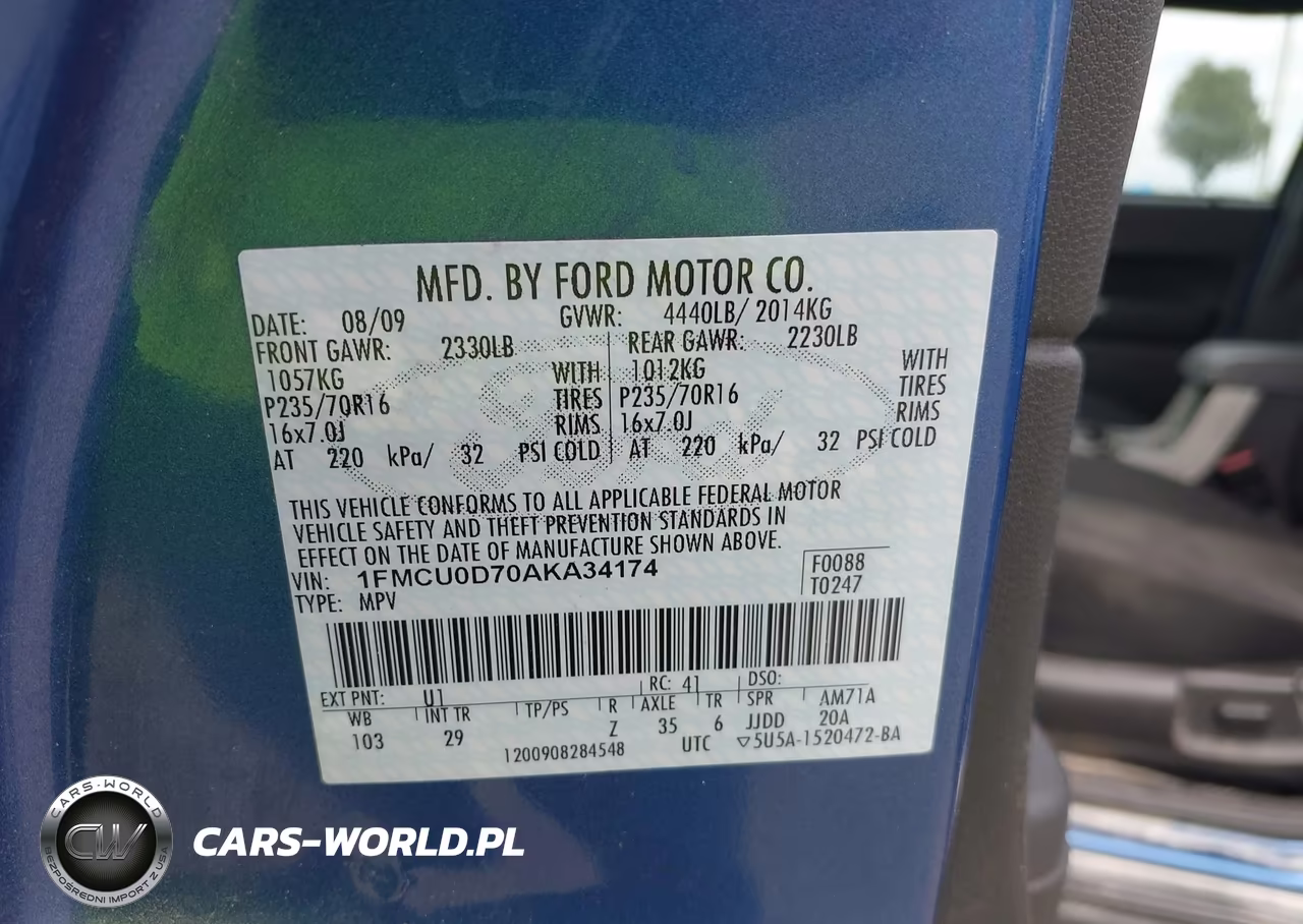 2010 Ford Escape Xlt VIN:1FMCU0D70AKA34174 - 9