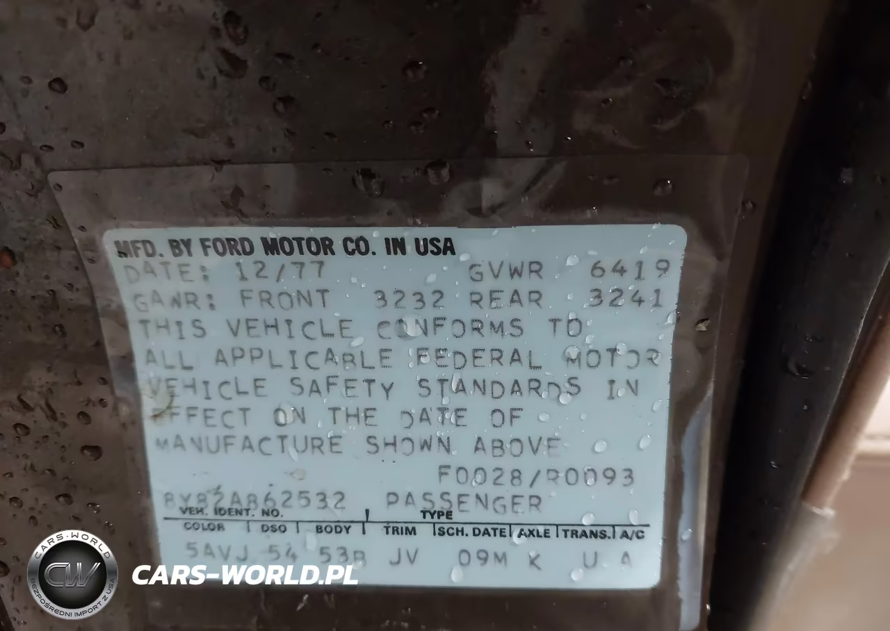 1978 Linc Continental VIN:0000F8Y82A862532F - 9