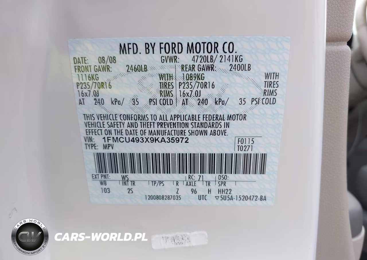 2009 Ford Escape Hybrid Limited VIN:1FMCU493X9KA35972 - 9
