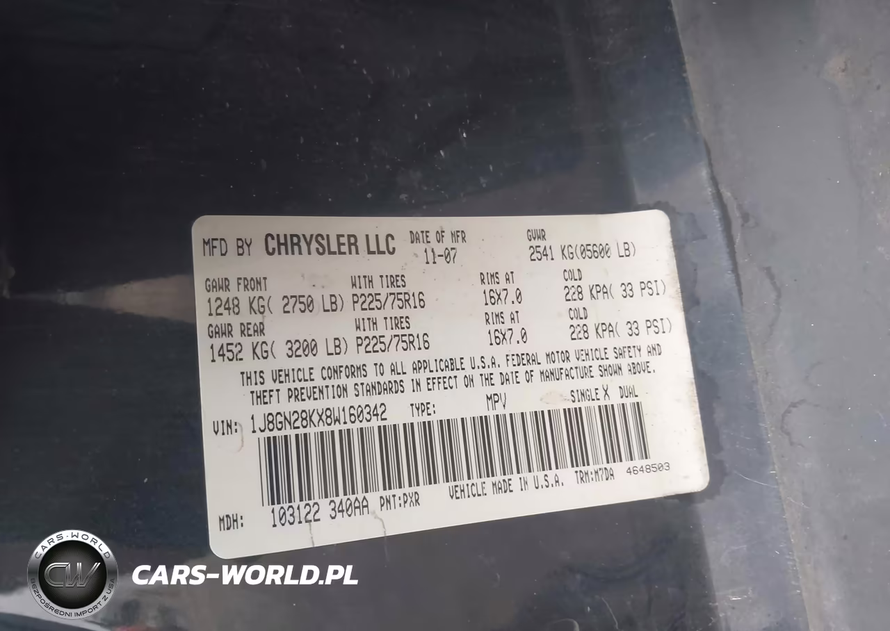 2008 Jeep Liberty Sport VIN:1J8GN28KX8W160342 - 9