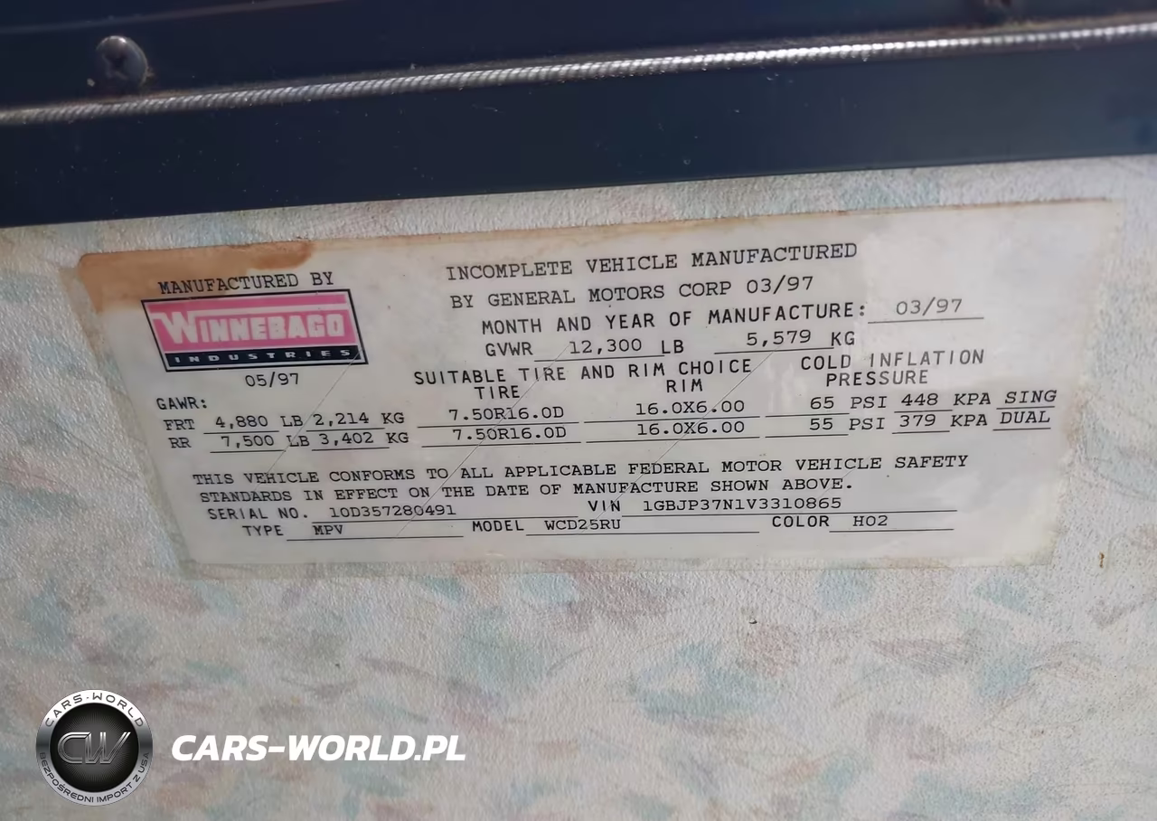 1997 Chevrolet P30 VIN:1GBJP37N1V3310865 - 9