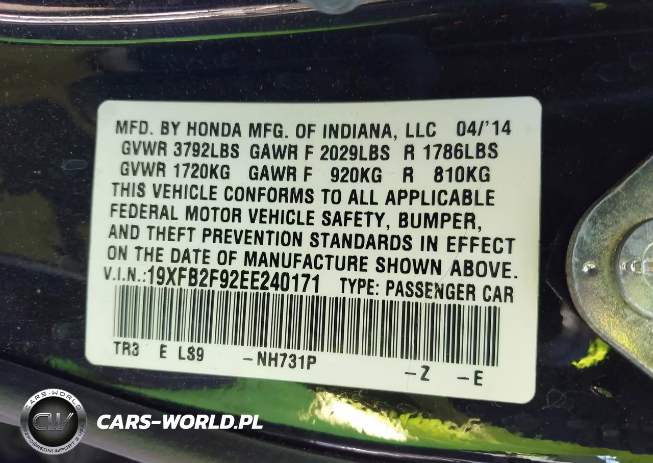 2014 Honda Civic Ex-L VIN:19XFB2F92EE240171 - 9
