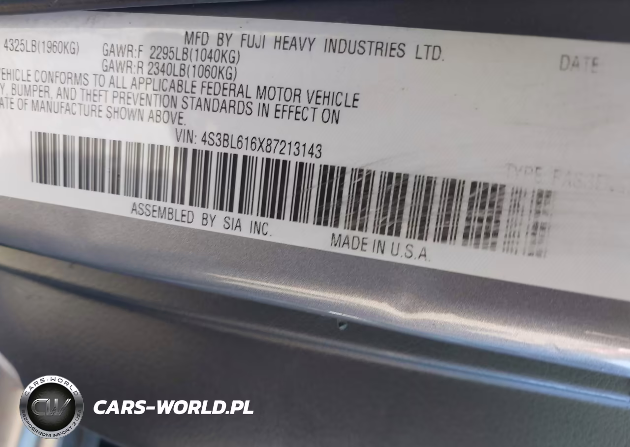 2008 Subaru Legacy 2.5I VIN:4S3BL616X87213143 - 9