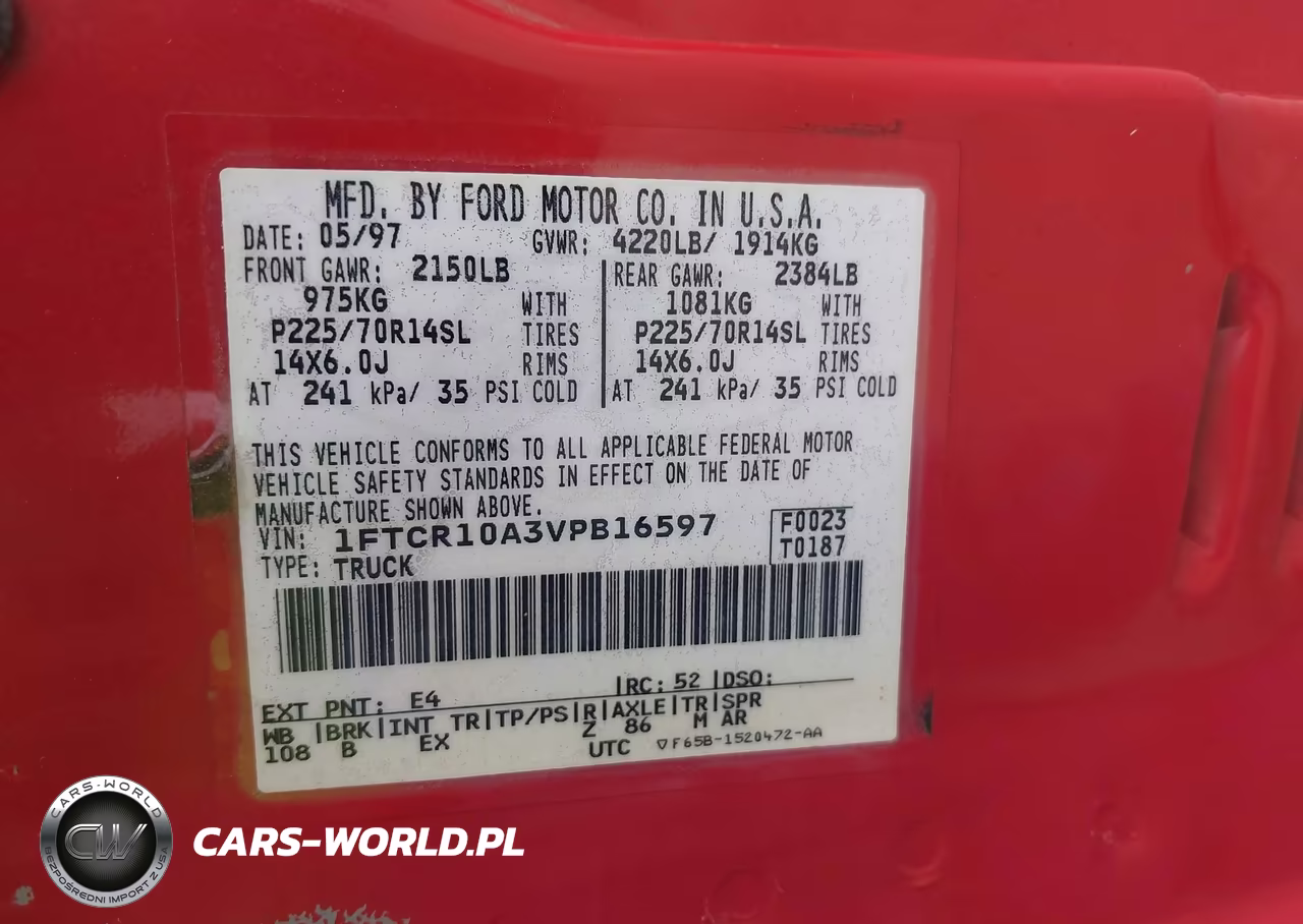 1997 Ford Ranger Splash-Xl-Xlt VIN:1FTCR10A3VPB16597 - 9