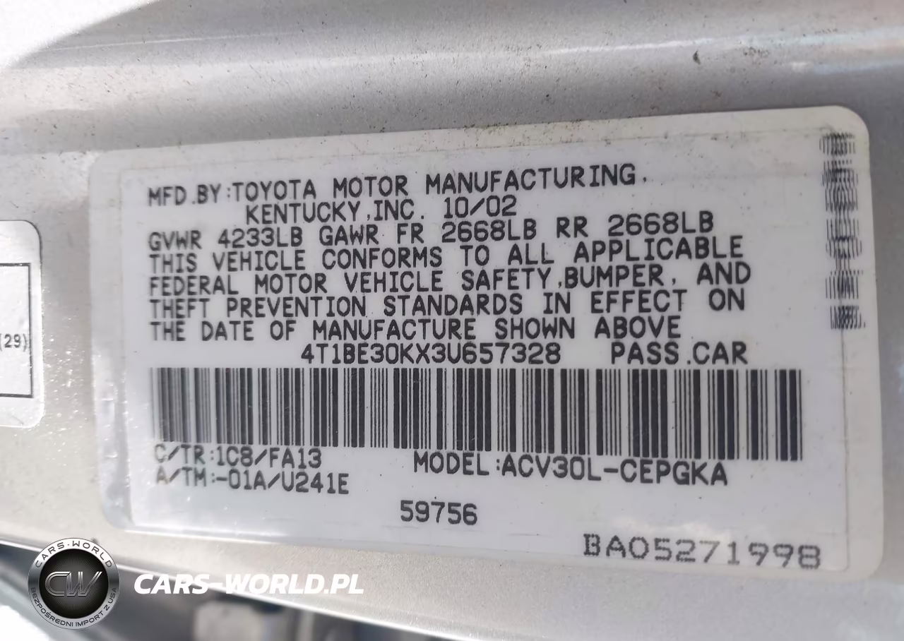 2003 Toyota Camry Le-Xle-Se VIN:4T1BE30KX3U657328 - 9