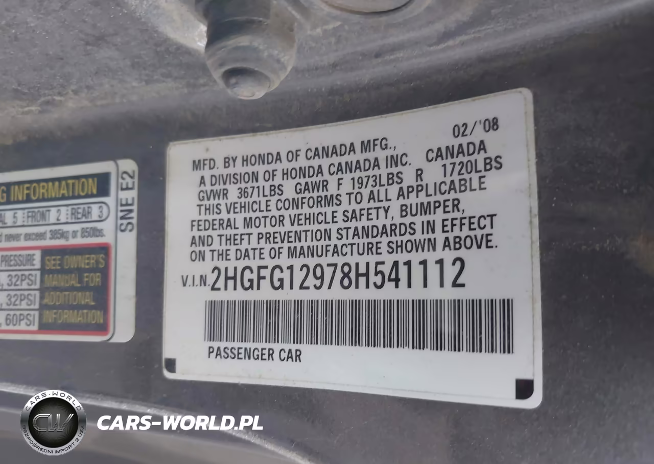 2008 Honda Civic Ex-L VIN:2HGFG12978H541112 - 9