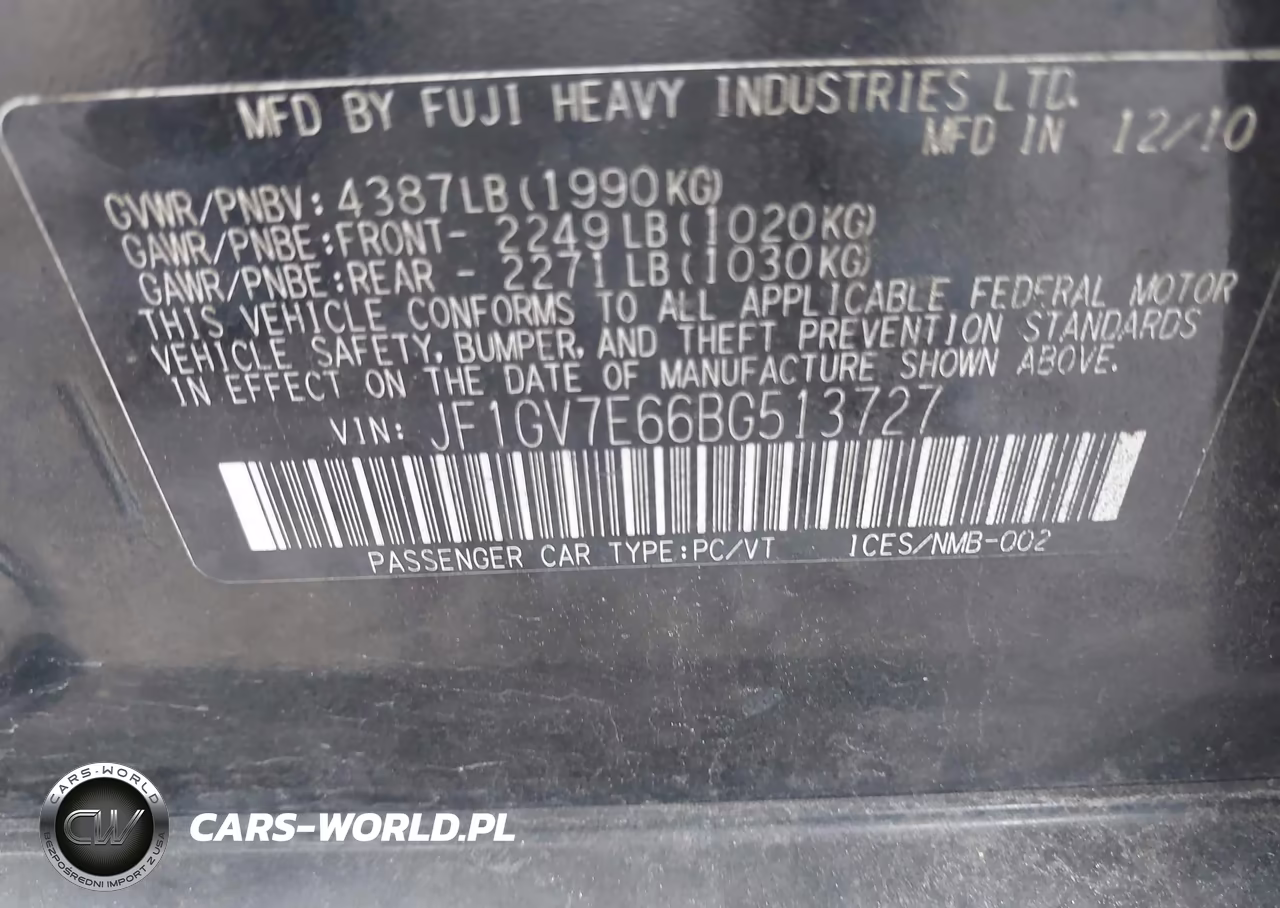 2011 Subaru Impreza Wrx VIN:JF1GV7E66BG513727 - 9