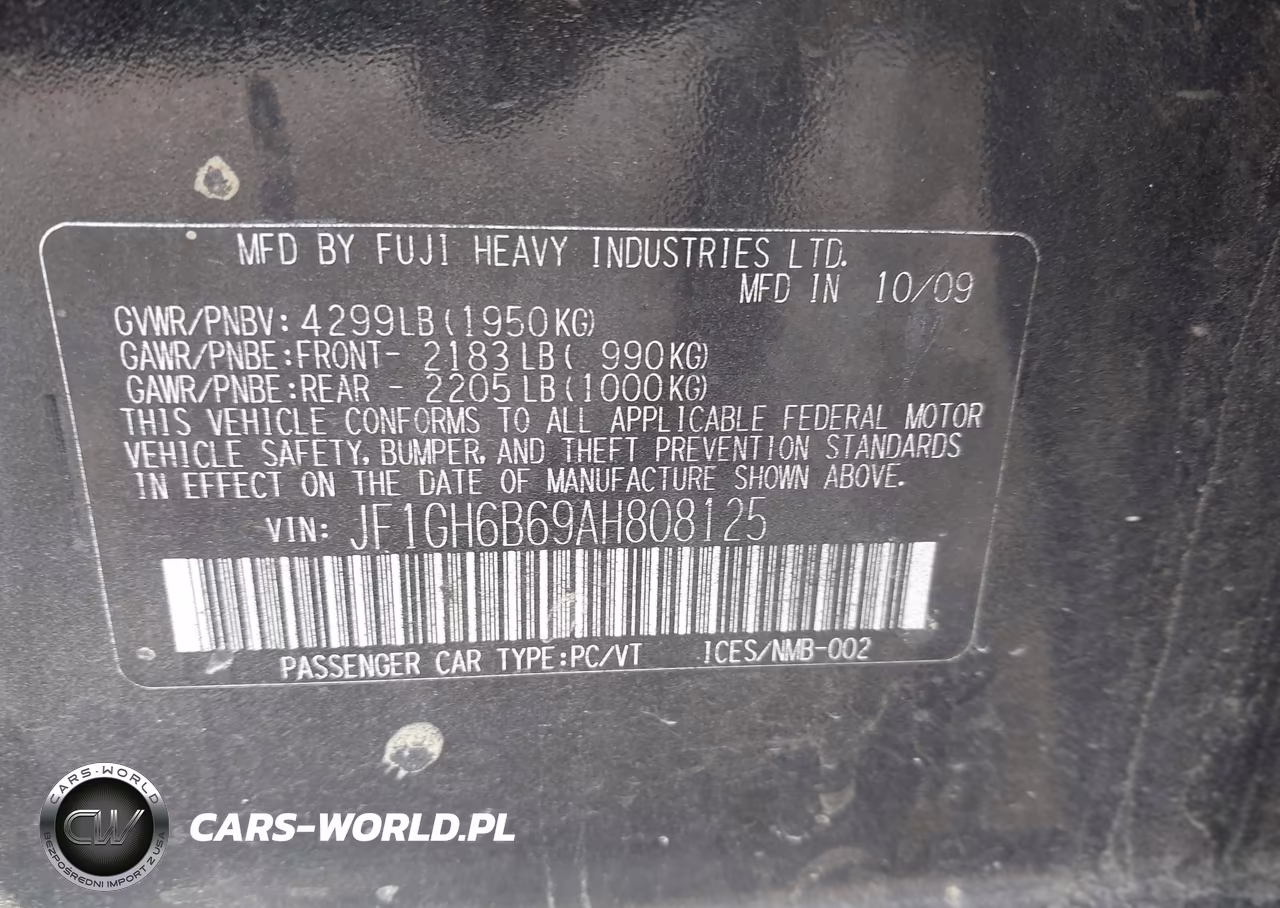 2010 Subaru Impreza 2.5I Premium VIN:JF1GH6B69AH808125 - 9