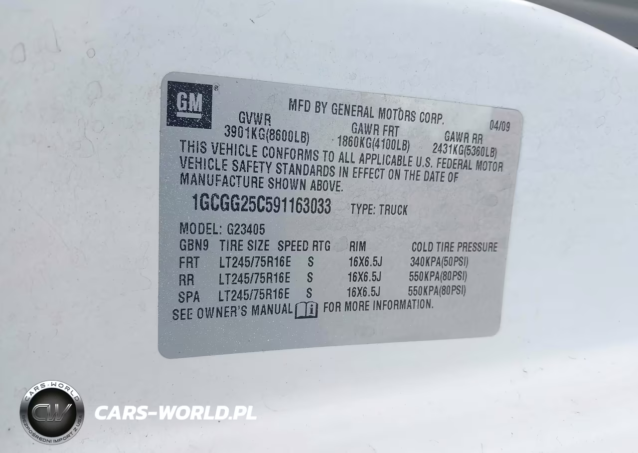 2009 Chevrolet Express 2500 Work Van VIN:1GCGG25C591163033 - 9