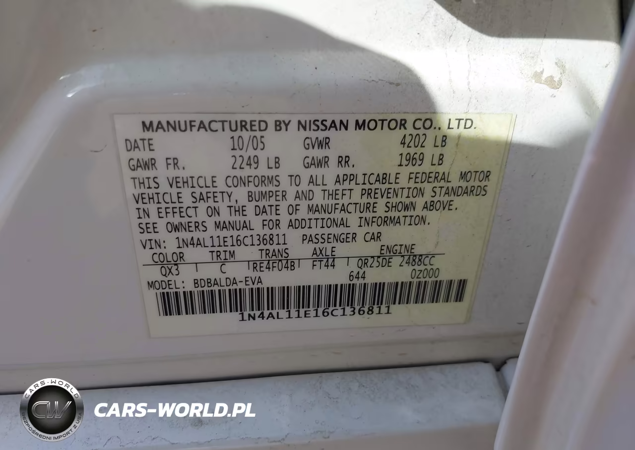 2006 Nissan Altima 2.5 S VIN:1N4AL11E16C136811 - 9