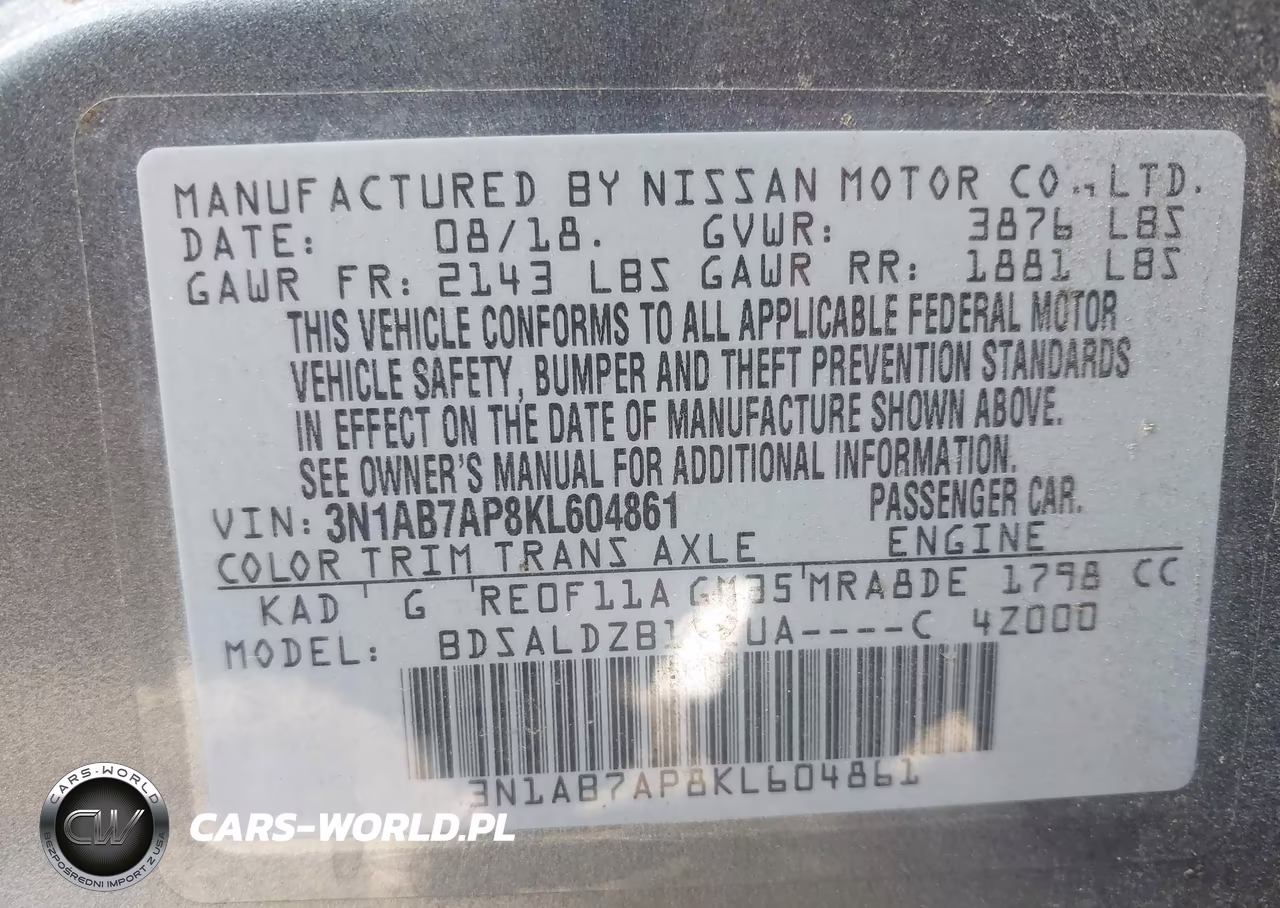 2019 Nissan Sentra Sv VIN:3N1AB7AP8KL604861 - 9