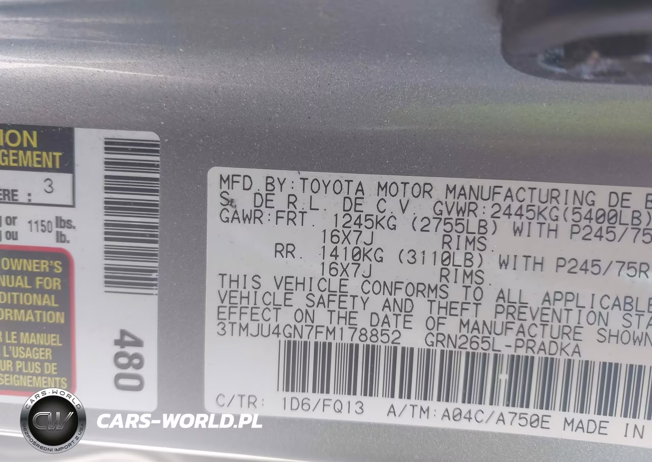 2015 Toyota Tacoma Prerunner V6 VIN:3TMJU4GN7FM178852 - 9