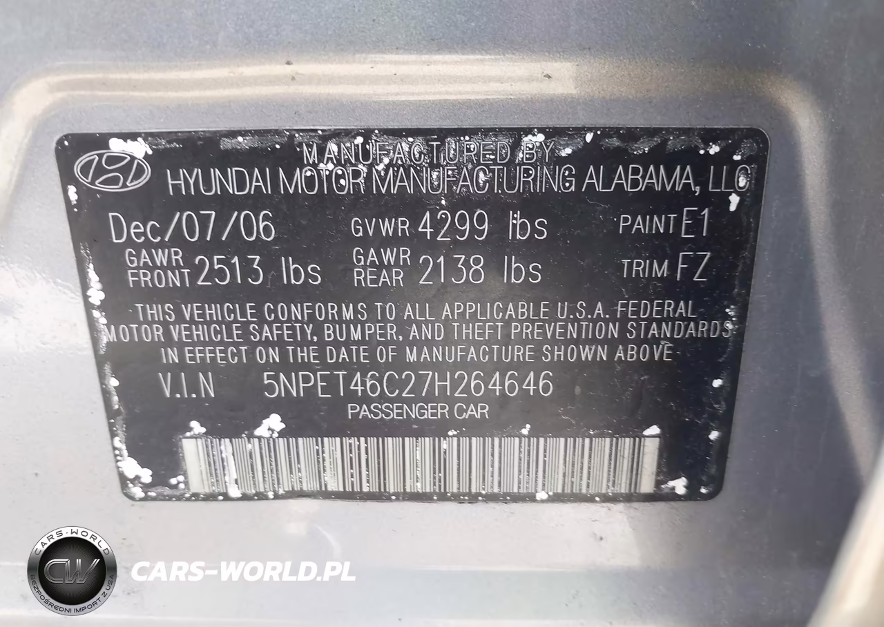 2007 Hyundai Sonata Gls VIN:5NPET46C27H264646 - 9
