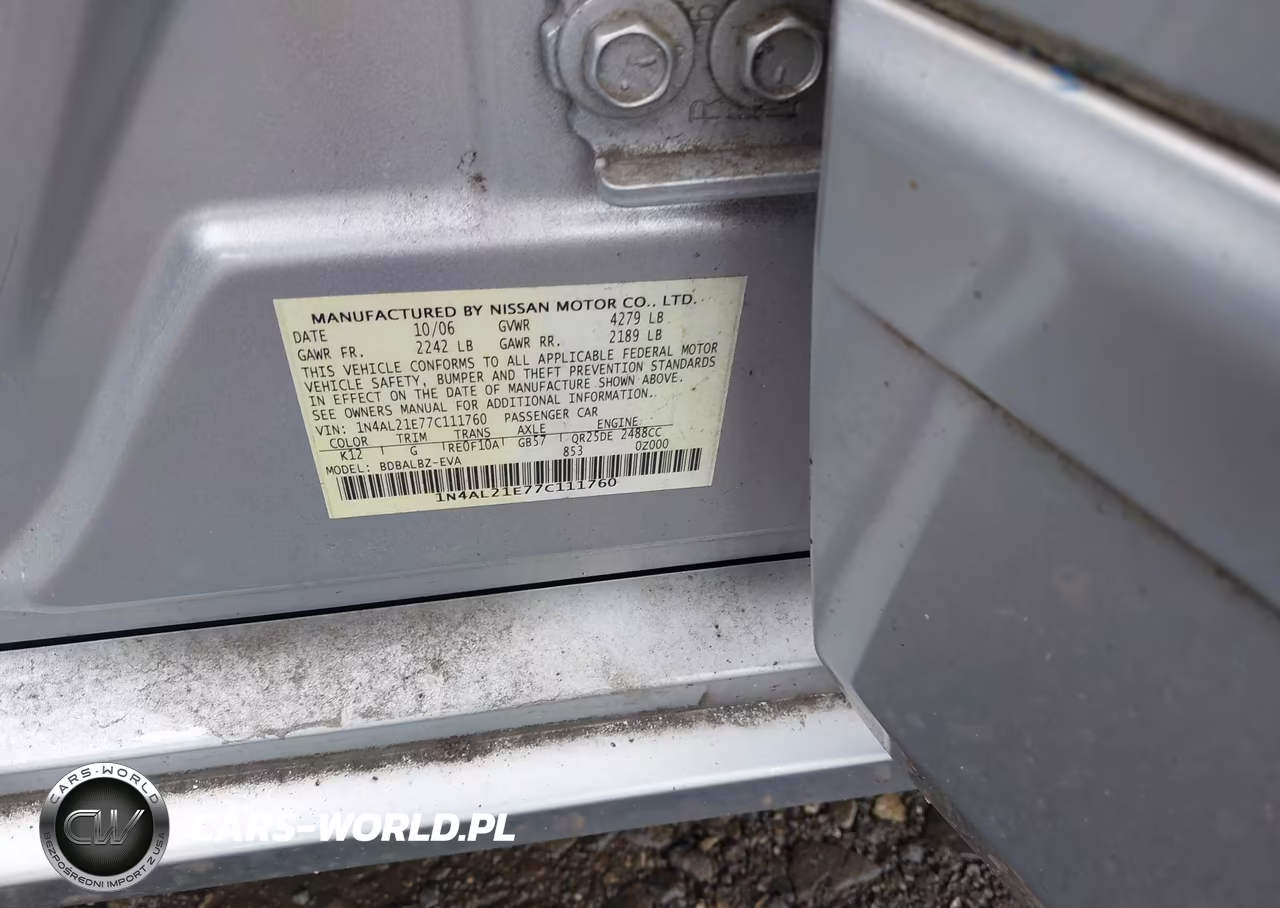2007 Nissan Altima 2.5 S VIN:1N4AL21E77C111760 - 9
