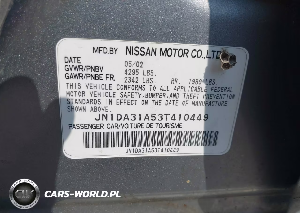 2003 Nissan Maxima Se VIN:JN1DA31A53T410449 - 9