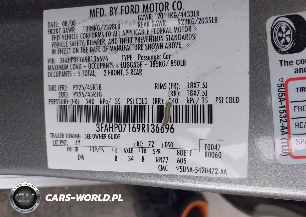 2009 Ford Fusion Se VIN:3FAHP07169R136696 - 9
