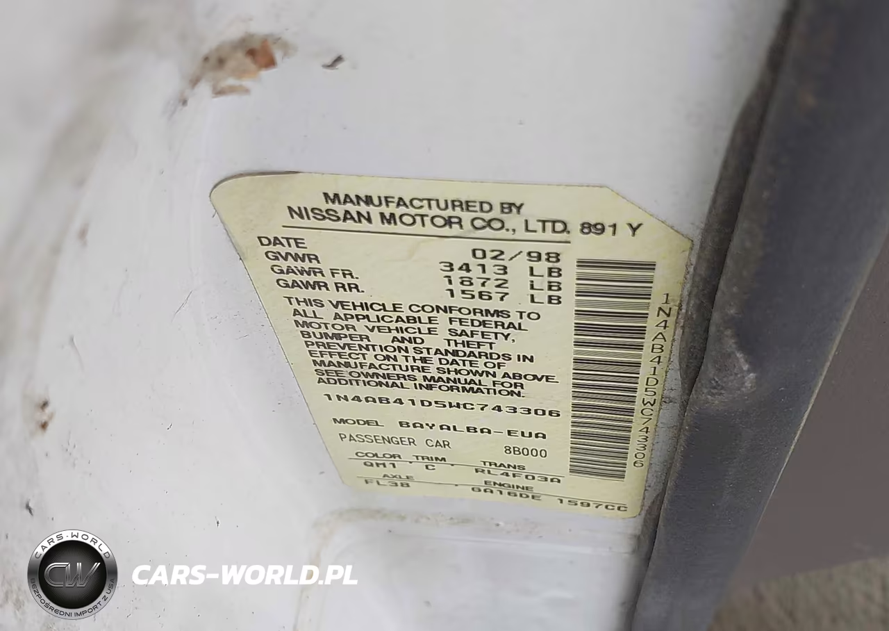 1998 Nissan Sentra Gle-Gxe-Xe VIN:1N4AB41D5WC743306 - 9