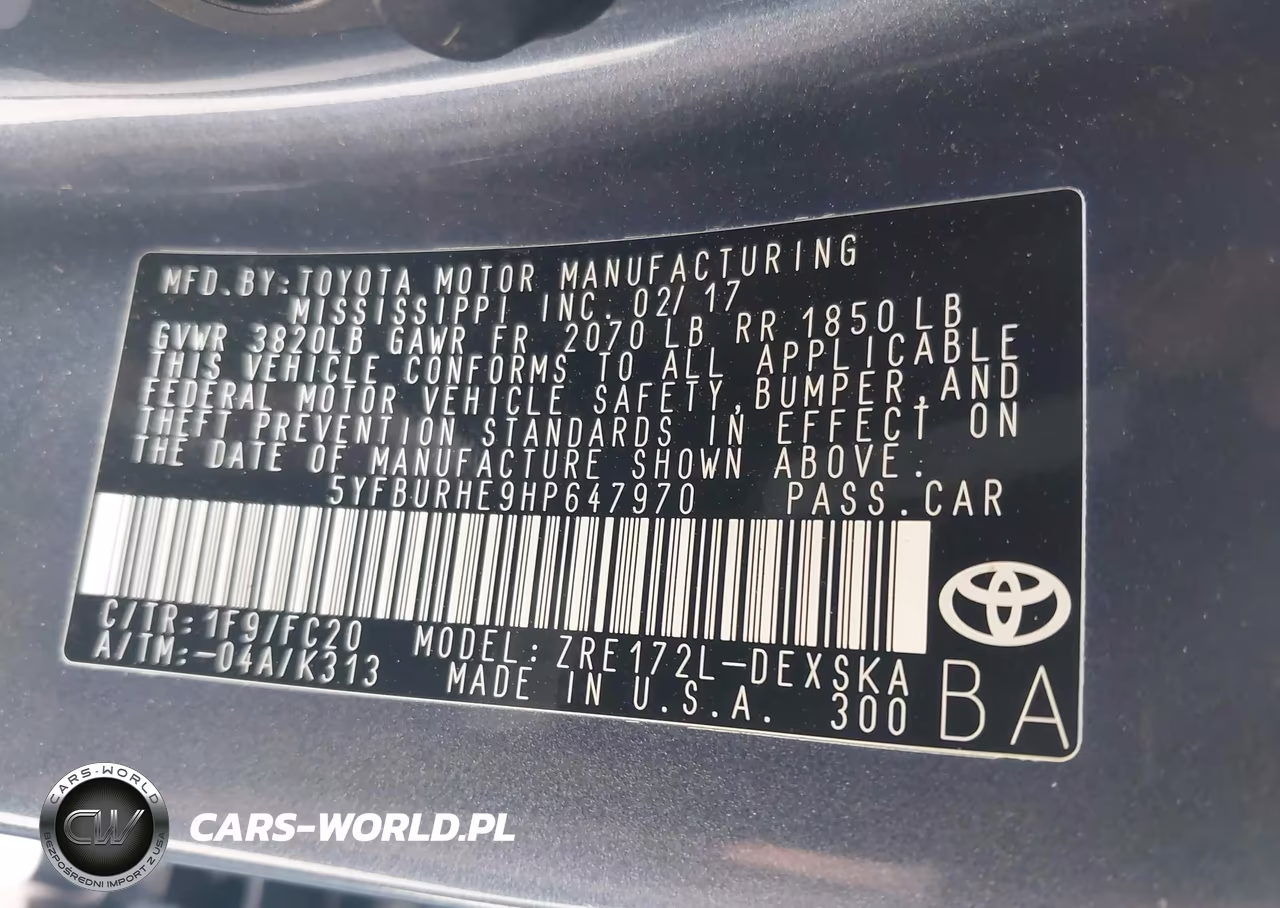 2017 Toyota Corolla Se VIN:5YFBURHE9HP647970 - 9