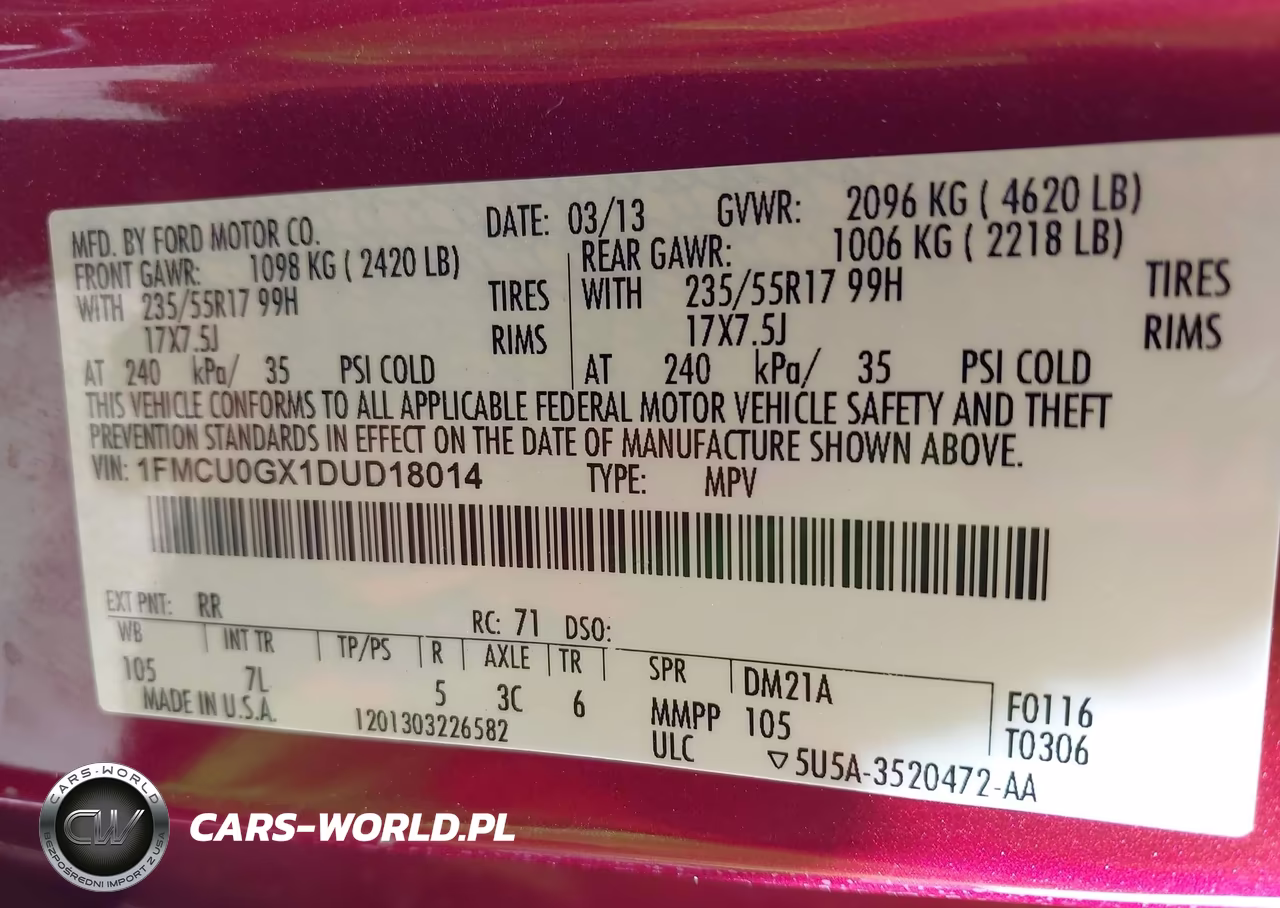 2013 Ford Escape Se VIN:1FMCU0GX1DUD18014 - 9