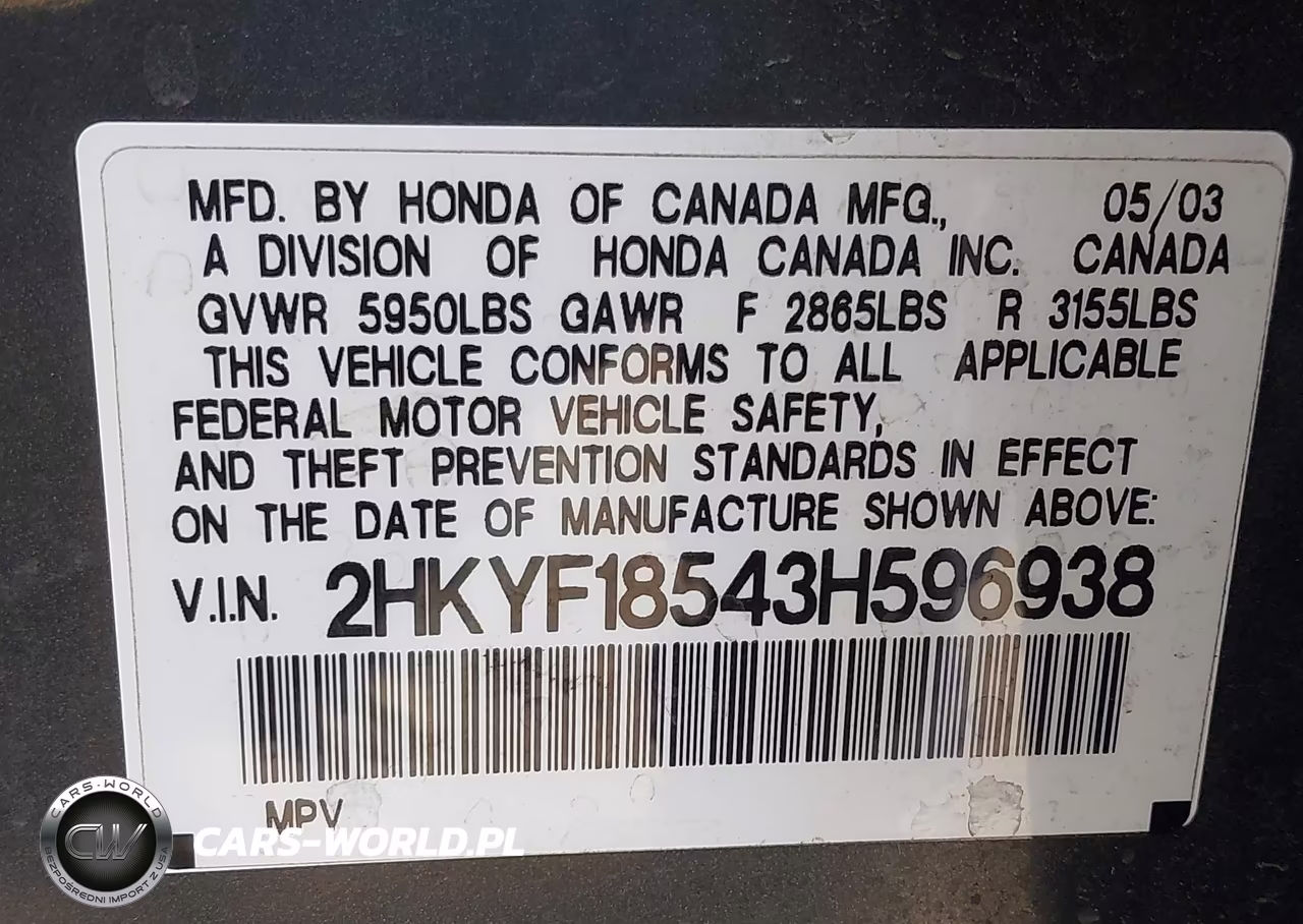 2003 Honda Pilot Ex-L VIN:2HKYF18543H596938 - 9