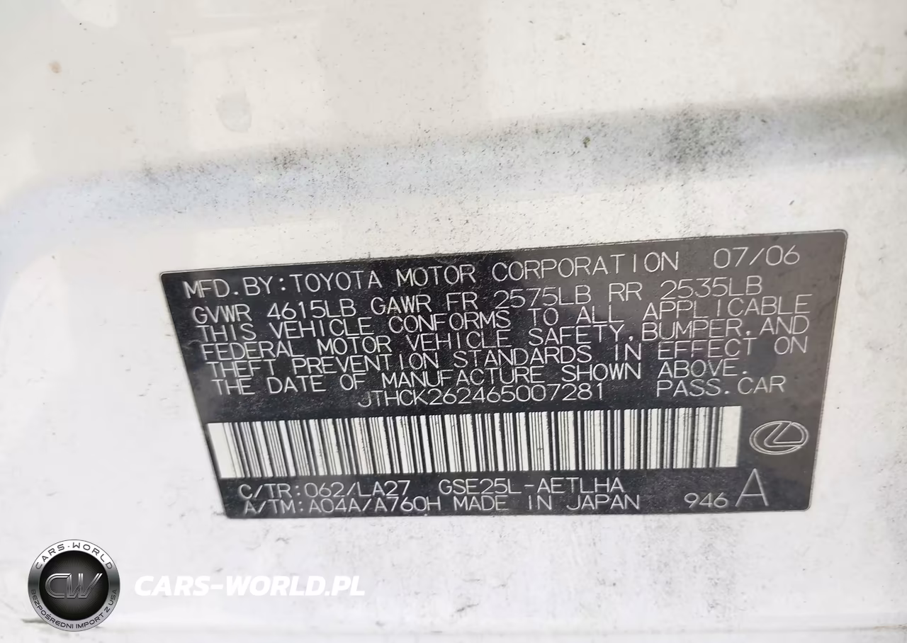 2006 Lexus Is 250 VIN:JTHCK262465007281 - 9