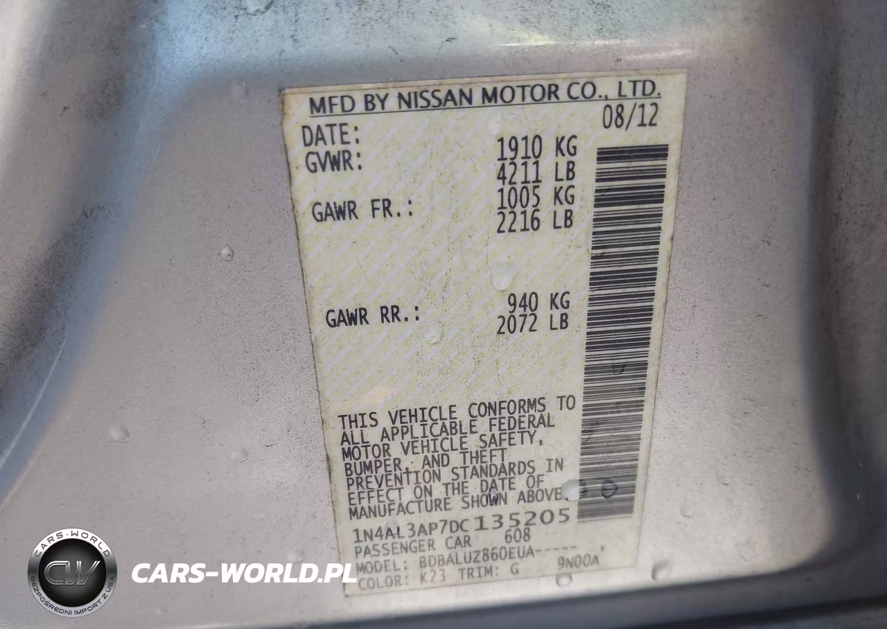 2013 Nissan Altima 2.5 Sv VIN:1N4AL3AP7DC135205 - 9