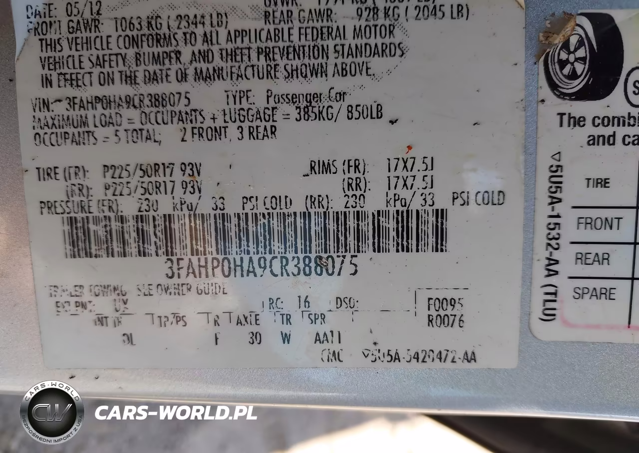 2012 Ford Fusion Se VIN:3FAHP0HA9CR388075 - 9