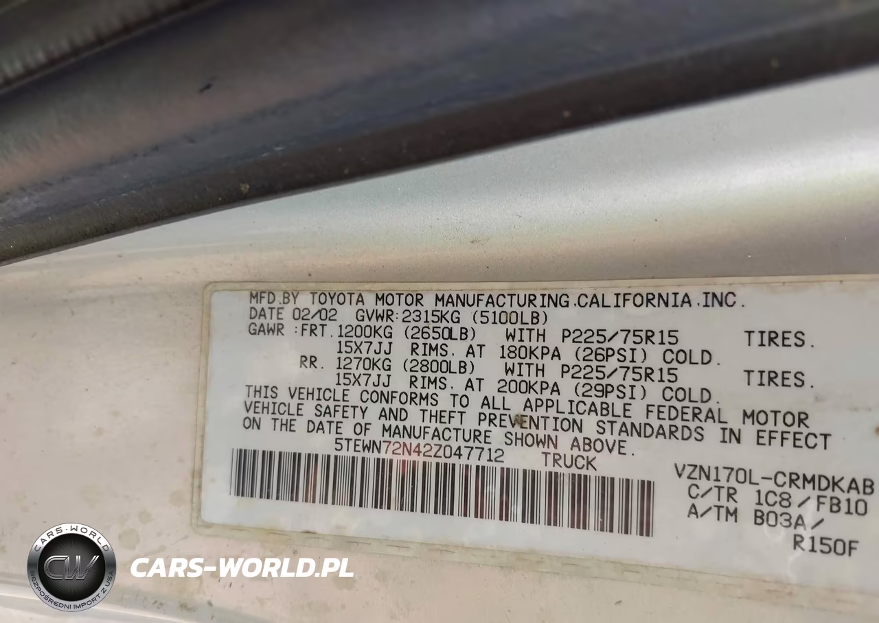 2002 Toyota Tacoma Base V6 VIN:5TEWN72N42Z047712 - 9