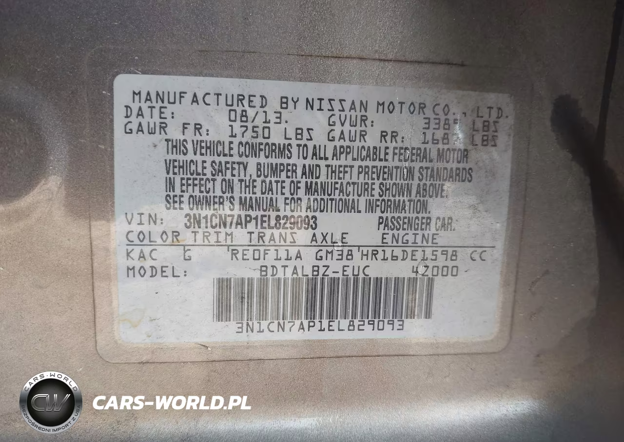2014 Nissan Versa 1.6 Sv VIN:3N1CN7AP1EL829093 - 9
