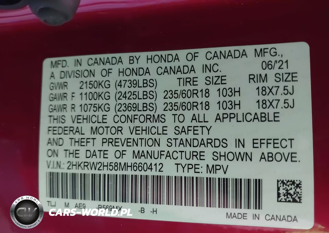 2021 Honda Cr-V Awd Ex VIN:2HKRW2H58MH660412 - 9