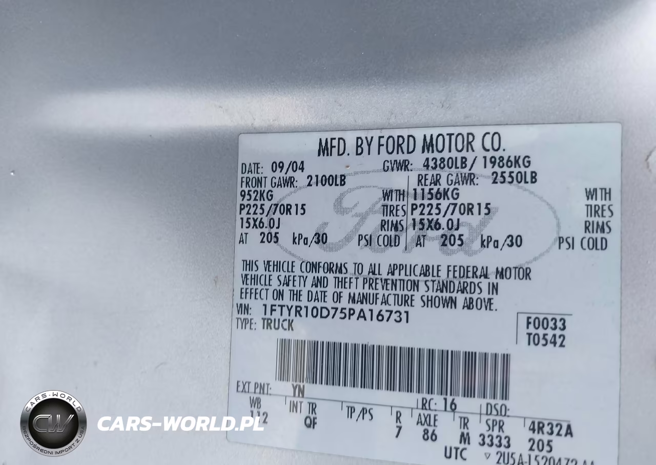 2005 Ford Ranger VIN:1FTYR10D75PA16731 - 9