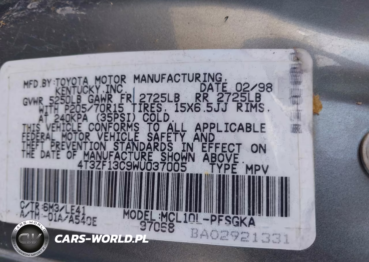1998 Toyota Sienna Xle VIN:4T3ZF13C9WU037005 - 9