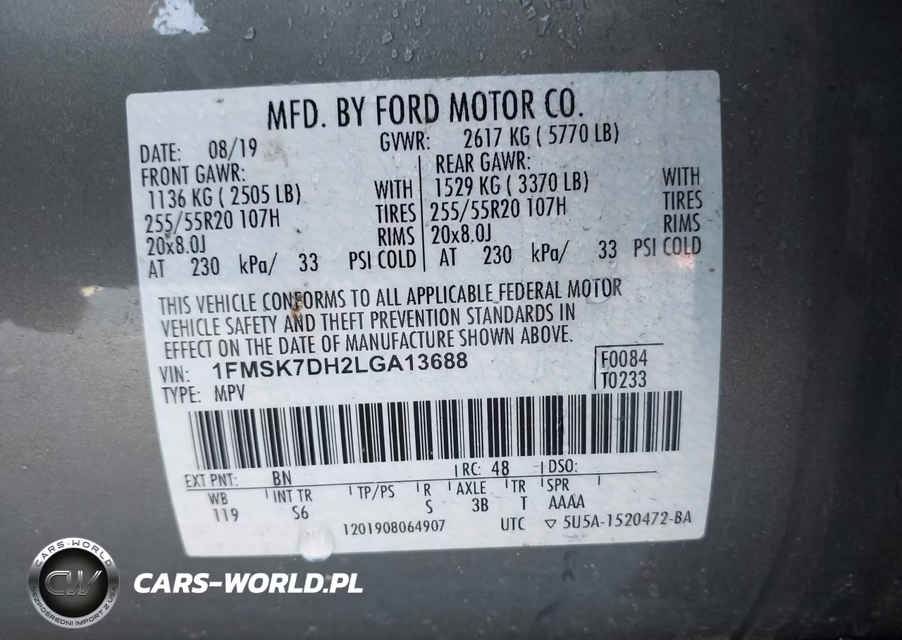 2020 Ford Explorer Xlt VIN:1FMSK7DH2LGA13688 - 9